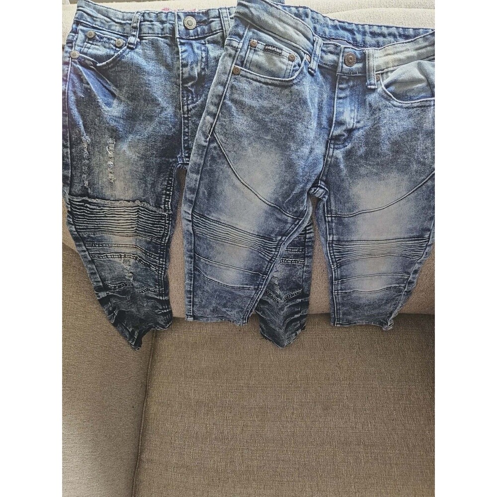 Brooklyn's Best Denim & Rivets Jeans‎ Size 6 Boys Acid Wash Moto Biker Stretch
